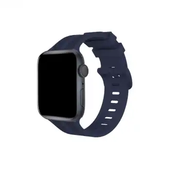 Apple Watch 38mm Kr408 Çizgili Silikon Kordon - Lacivert
