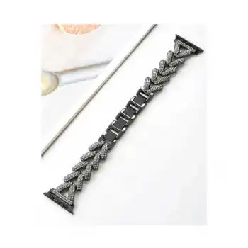 Apple Watch 38mm Node Taşlı Kordon (saat Değildir) - Siyah