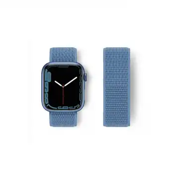 Apple Watch 42mm Hasırlı Cırtcırtlı Kordon - Mavi