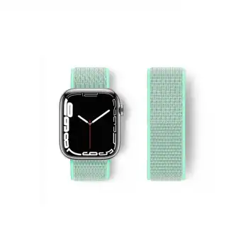 Apple Watch 42mm Hasırlı Cırtcırtlı Kordon - Turkuaz