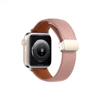 Apple Watch 42mm Kr414 Daks Deri Kordon - Pembe