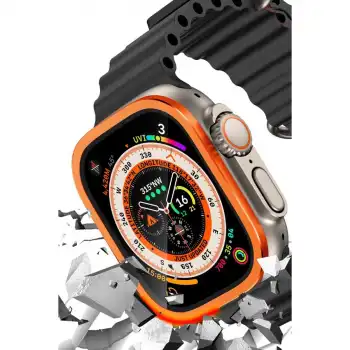 Apple Watch Ultra 49mm Alüminyum Kasa Cam Ekran Koruyucu - Turuncu