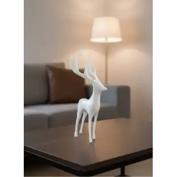 Beyaz Dekoratif Geyik Figürü Şık Ev Aksesuarı