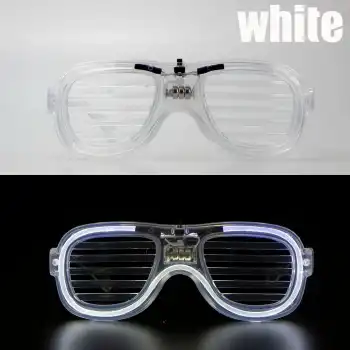 Beyaz Led Işıklı Parti Gözlüğü - Neon Glow Şerit Gözlük 3 Modlu