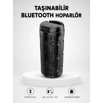 Bluetooth 5.0 Kablosuz Hoparlör Çift Sürücülü Yüksek Ses Kalitesi Kompakt Tasarım