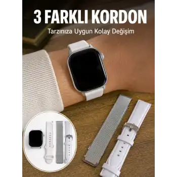 Bluetooth Görüşmeli Dokunmatik Akıllı Saat 3 Farklı Kordon Seçeneği