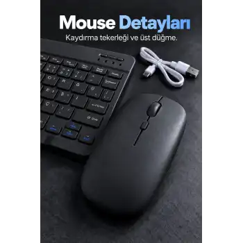 Bluetooth Klavye Mouse Seti Türkçe Tuş Dizilimli Beyaz