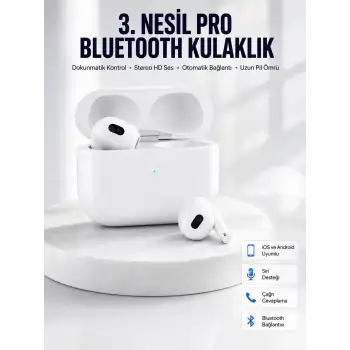 Bluetooth Kulaklık 3. Nesil Ios Android Uyumlu Yeni Nesil Wireless Charge
