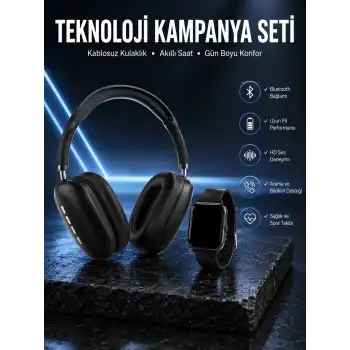 Boyun Bantlı Kulaklık ve 7 Kordonlu Yeni Nesil Akıllı Saat Kampanyası Yüksek Ses Kaliteli