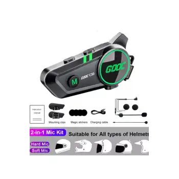 C50 2x Motosiklet Intercom Kask Kulaklık 1000 Mah Rgb Işıklı Çift Eşleşme