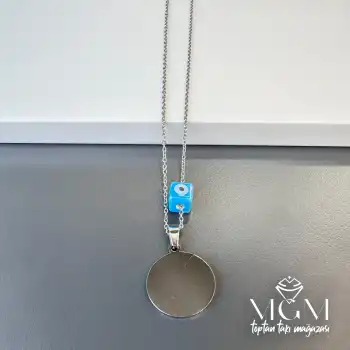 Çelik Plaka Kolye Nazar Boncuklu