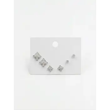Çiçek Detaylı Altılı Küpe