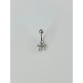 Çiçek Detaylı Göbek Piercing