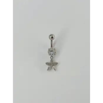 Çiçek Detaylı Göbek Piercing