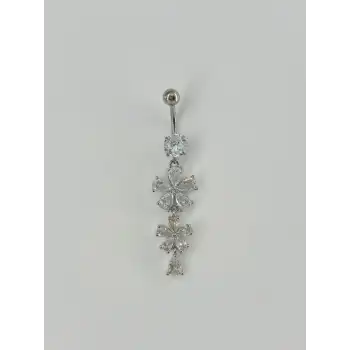 Çiçek Detaylı Sallantılı Göbek Piercing