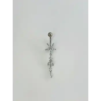Çiçek Detaylı Sallantılı Göbek Piercing