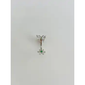 Çiçek Ve Kelebek Detaylıgöbek Piercing