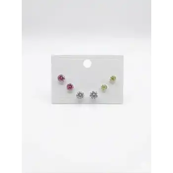 Çok Renkli Tektaş Altılı Küpe