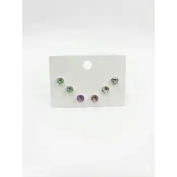 Çok Renkli Tektaş Altılı Küpe