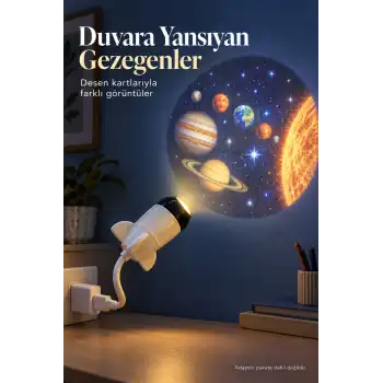 Desenli Projeksiyon Lambası Bilgisayar USB Girişinden Kullanımlı