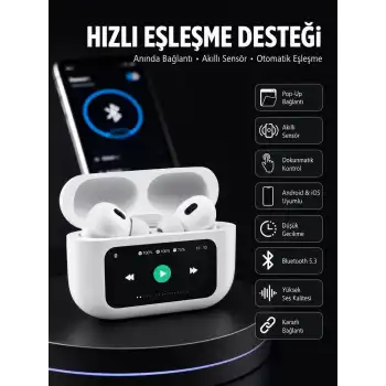 Dokunmatik Ekranlı ANC/ENC Yeni Nesil Pro Bluetooth Kulaklık Dokunmatik Ekran Yeni Nesil