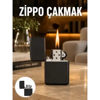 Doldurulabilir Siyah Benzinli Çakmak Metalik Yeni Nesil