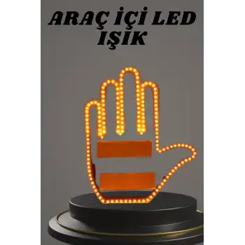 El Orta Parmak Led Kumandalı Araç İçi Reflektör Arka Cam El Simgesi