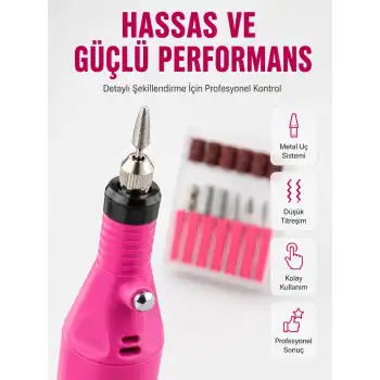 Elektrikli Manikür Pedikür Törpü Seti 6 Başlıklı Yeni Nesil