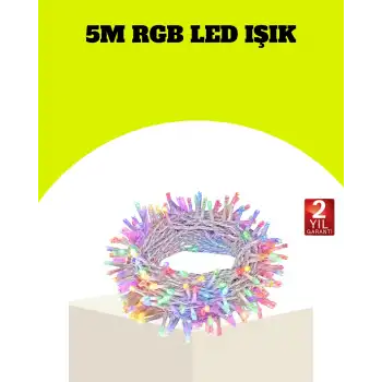 Enerji Tasarruflu Şeffaf Kablo 5 m 50 LED Dekor Işık