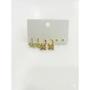 Fiyonk Detaylı Sallantılı Altılı Küpe
