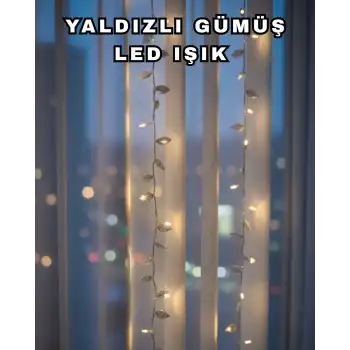 Gümüş Yaprak Tasarımlı LED Işık Pilli Ev ve Vitrin Dekoru