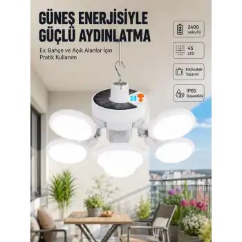 Güneş Enerjili Katlanabilir 5 Kanatlı Solar Bahçe Lambası