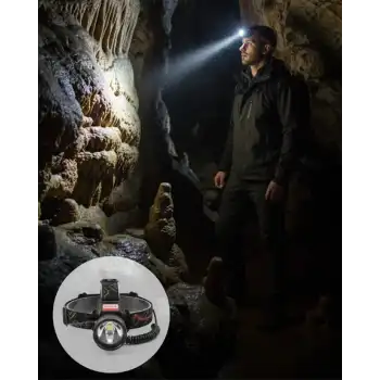 Hareket Sensörlü Şarj Edilebilir Kafa Lambası LCD Göstergeli