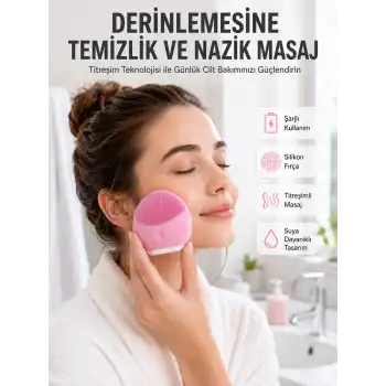Hassas Ciltlere Özel Titreşimli Yüz Temizleme ve Masaj Aleti
