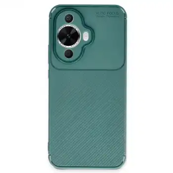 Huawei Nova 12s Kılıf Auto Focus Karbon Kapak - Koyu Yeşil