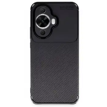 Huawei Nova 12s Kılıf Auto Focus Karbon Kapak - Siyah