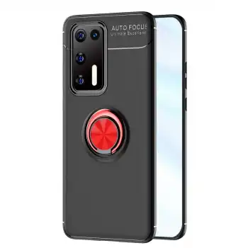 Huawei P40 Kılıf Range Yüzüklü Silikon - Siyah-kırmızı