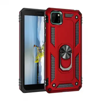 Huawei Y5p Kılıf Sofya Yüzüklü Silikon Kapak - Kırmızı