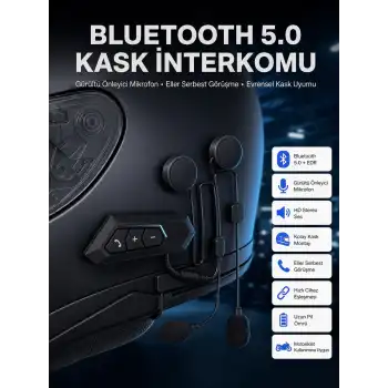 Intercom Bluetooth Kask Kulaklık Motosiklet Kulaklık 5.0 Bluetooth