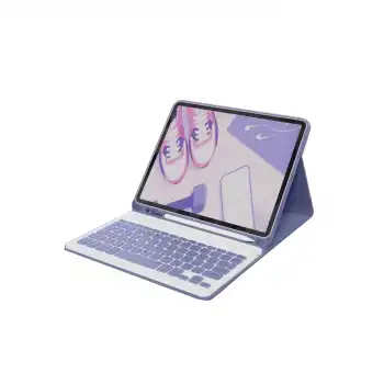 İpad 10.2 (9.nesil) Kılıf Kc01 Smart Klavyeli Tablet Kılıfı - Derin Mor