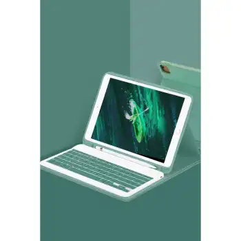İpad Pro 12.9 (2024) Kılıf Kc01 Smart Klavyeli Tablet Kılıfı - Koyu Yeşil