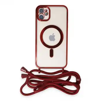 İphone 11 Kılıf Divo Lazer Askılı Magsafe Kapak - Kırmızı