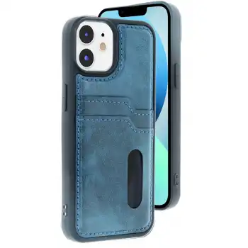 İphone 11 Kılıf Sara Kartvizitli Deri Kılıf - Lacivert