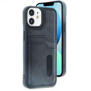 İphone 11 Kılıf Sara Kartvizitli Deri Kılıf - Siyah