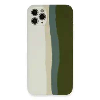 İphone 11 Pro Kılıf Ebruli Lansman Silikon - Beyaz-yeşil