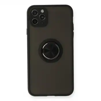 İphone 11 Pro Kılıf Montreal Yüzüklü Silikon Kapak - Siyah