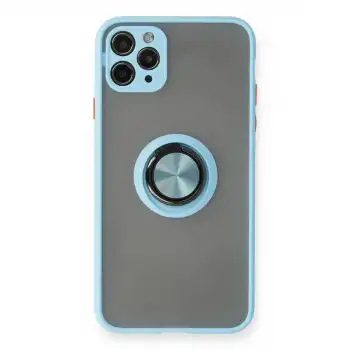 İphone 11 Pro Max Kılıf Montreal Yüzüklü Silikon Kapak - Buz Mavi
