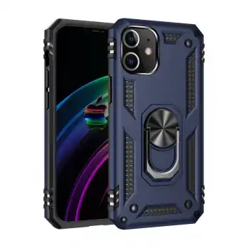 İphone 12 Mini Kılıf Sofya Yüzüklü Silikon Kapak - Lacivert