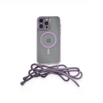 İphone 12 Pro Kılıf Divo Lazer Askılı Magsafe Kapak - Lila