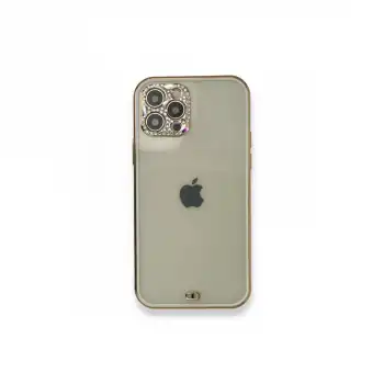İphone 12 Pro Kılıf Liva Taşlı Silikon - Beyaz